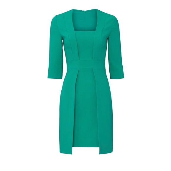 Black Halo Green Mini Sheath Dress Size 2 Career Work Professional Designer $400 - Picture 10 of 13